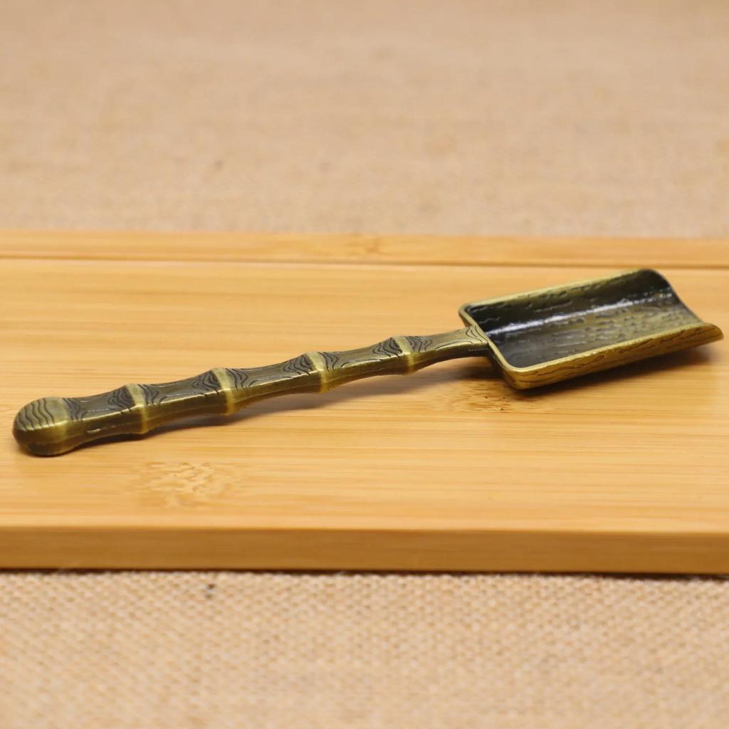 Retro Metal Chinese Tea Scoop Spoon Copper Teaspoon Bamboo Shape Tea Set Shovel Kongfu Tea Ceremony Utensils Accessory Tool