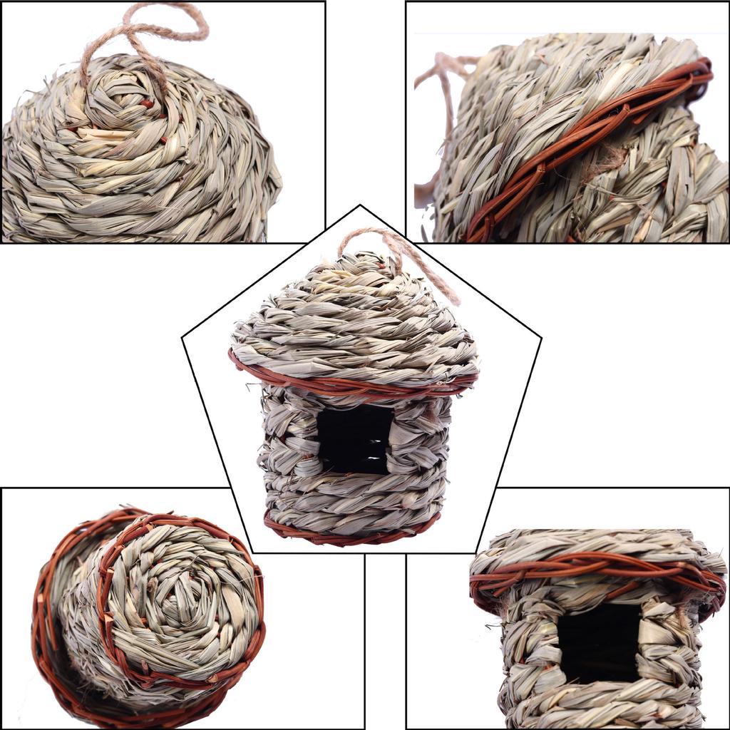 Hand-woven Straw Bird's Nest Parrot Hatching Outdoor Garden Hanging Bird Nest Hatching Breeding House Nest Bird Accessories