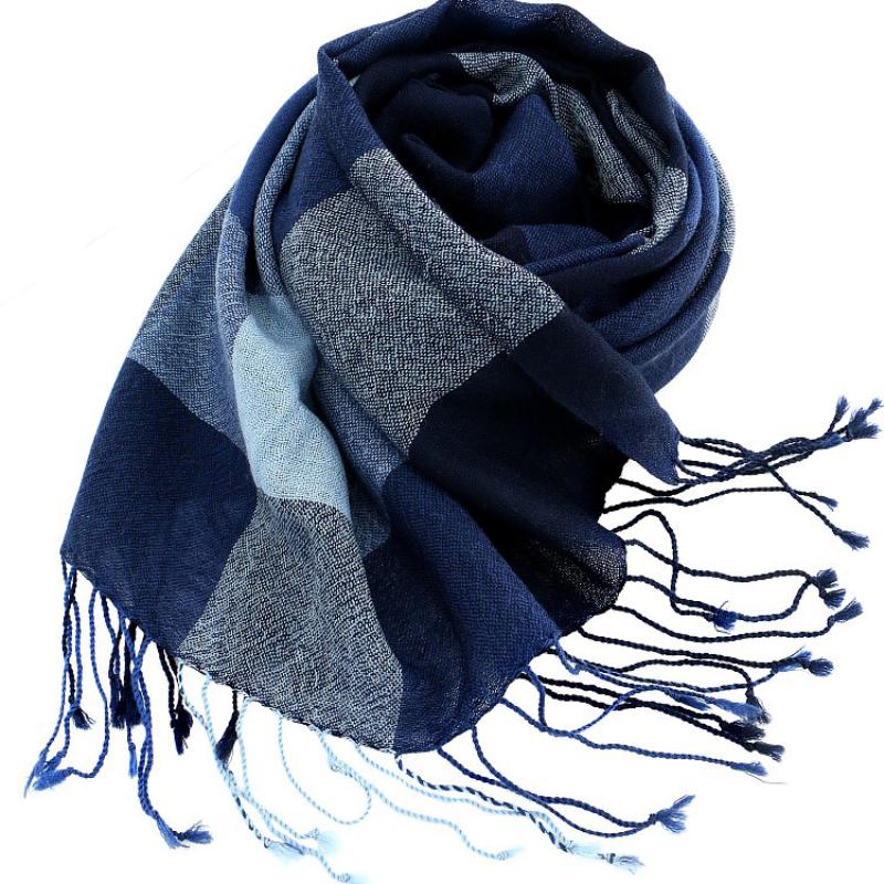 Meier Wool men's plaid scarf, fringed Korean version of autumn and winter warm cashmere scarf