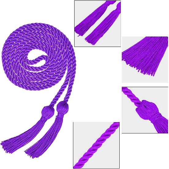 Bcpress 4 Pack Yarn Honor Cord Graduation Cords with Tassel for Graduation Students (Purple)
