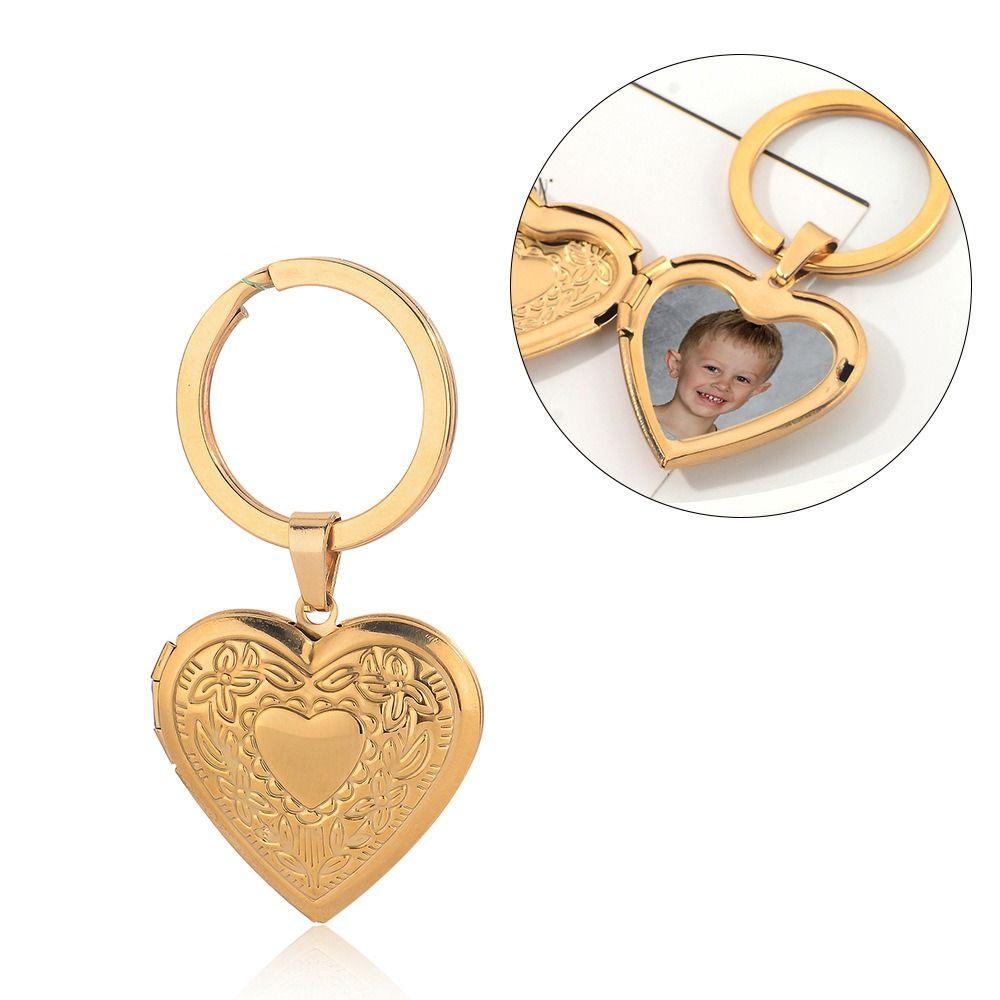 2Pcs Stainless Steel Photo Hold Pendant Charms Family Friendship Keychain  Bag Decor