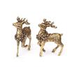 A Pair of Vintage Copper Deer Ornaments 2pcs Solid Brass Sika Deer Elk Living Room Ornaments Home Christmas Decoration