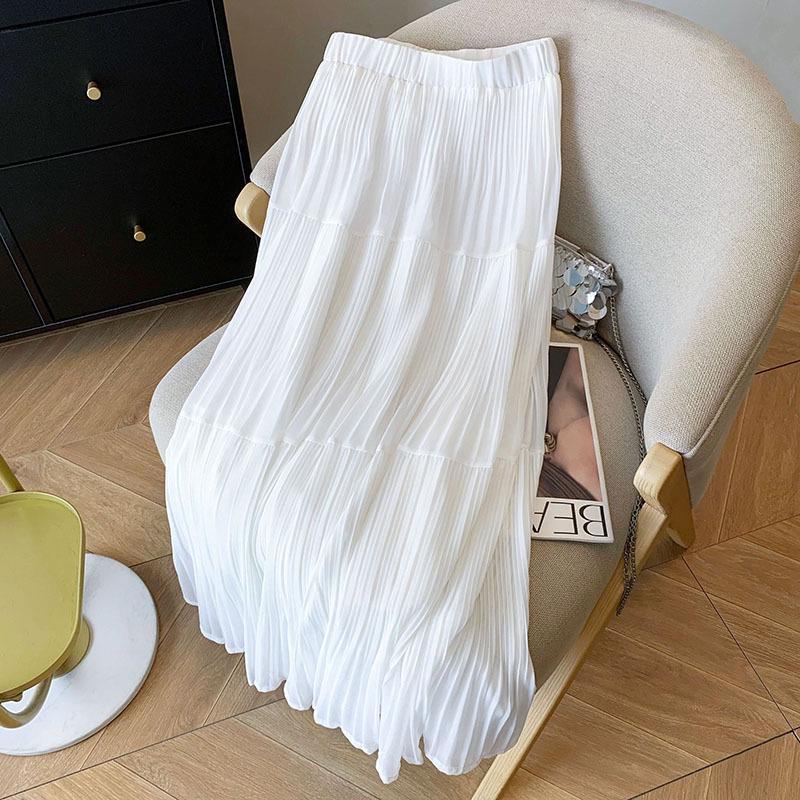 Women's Spring 2025 Purple Fairy Gauze Skirt: Slim, Versatile, Pleated Design