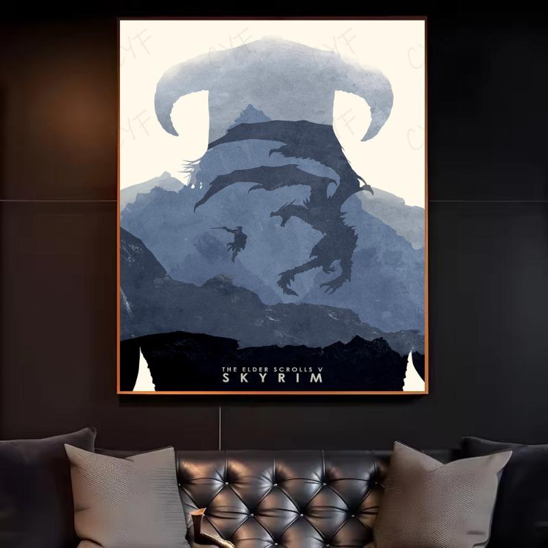 S-Skyrim The Elder S-Scrolls V Poster HD art sticky wall waterproof home living room bedroom bar aesthetic decoration
