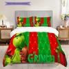 1 ST Grinch patroon Beddengoed Dekbed Set Dekbedovertrek Kussensloop Huisdecoratie Verjaardagscadeau (1 dekbedovertrek + 2 kussenslopen, zonder binnenkussen)