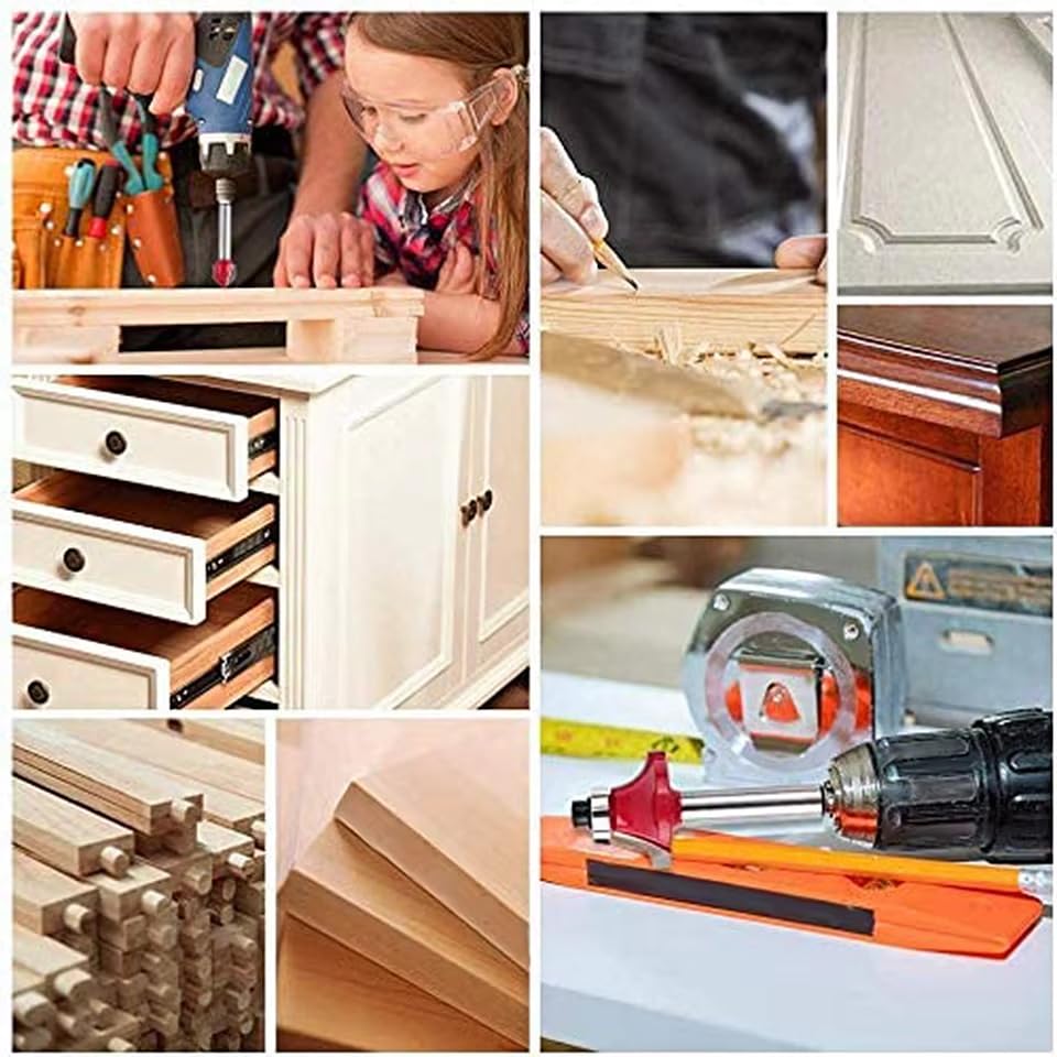 zmart Tungsten Carbide Router Bit Set of 15, 6.35mm Shank, Wood Case, Milling Cutter, Carbide