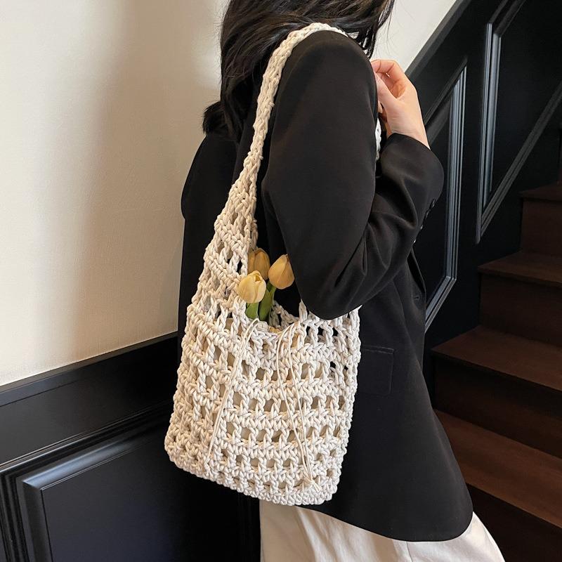 Woven Bag Vegetable Basket Shoulder Handbag Summer New Women's Bag Straw Bag Beach Bucket Bag