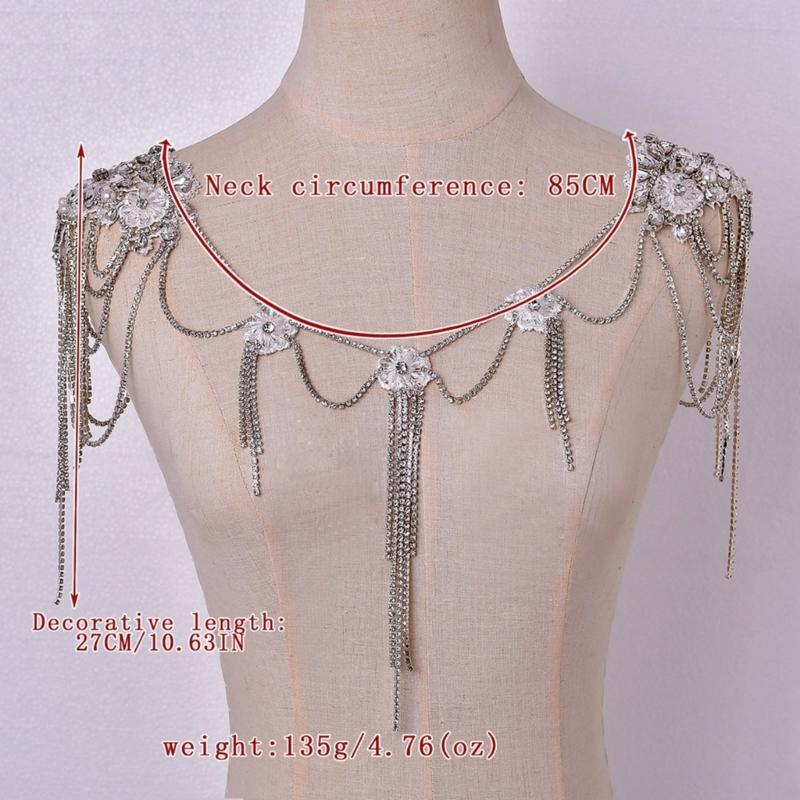 Elegant Rhinestones Fringe Shoulder Harness Body Jewelry For Women Wedding Party Beach Wear Detachable Versatile Fashion Accessory