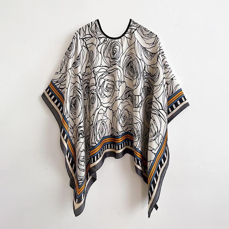 110 cm Quadratische Schals Sommer Strand Sexy Damen Mode Druck Seide Kittel Bluse Sonnenschutz Bequemes Poncho Neu