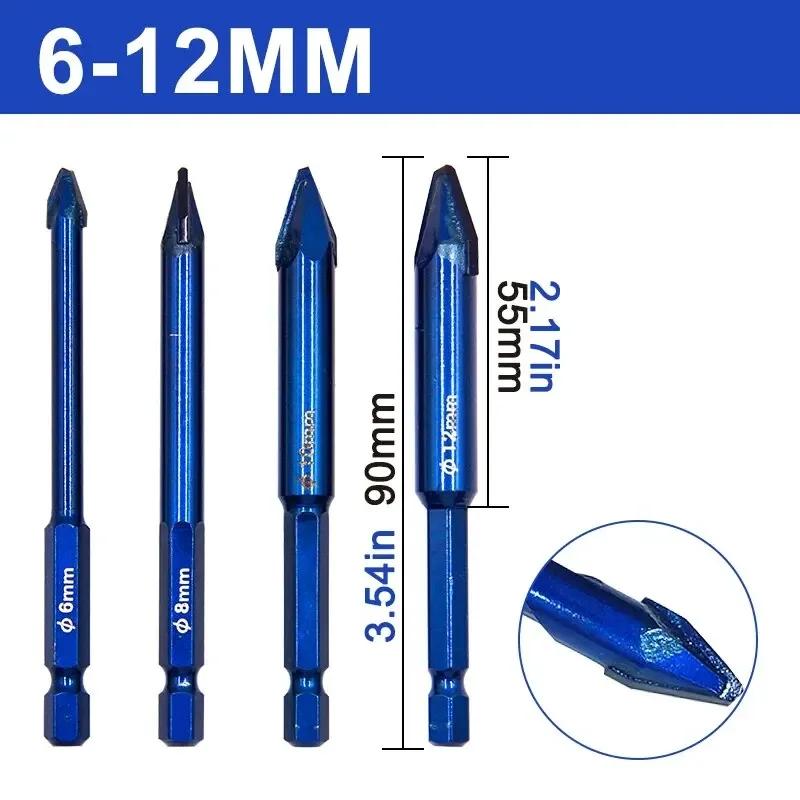 

4 шт. Высокая твердость Эксцентриковое сверло Прецизионное сверление 6/8/10/12 мм Стекло Плитка Керамика Пробивка Каменная плита Треугольный набор сверл Hexagon handle
