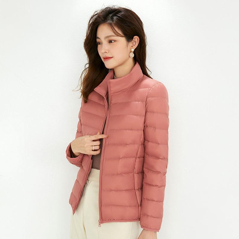 Damen Ultraleicht 90% Weiße Entendaunenjacken Damen Langarm Parkas Weicher Stoff Kurze Oberteile Mantel Windbreaker