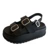 Thick-soled heightening Roman sandals women's summer 2025 new casual versatile fashion belt buckle muffin beach shoes