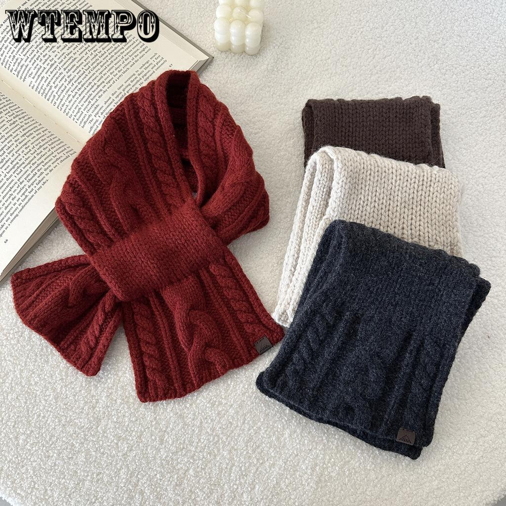 Cross Scarf New Fried Dough Twists Monochrome Fork Neck Warm Scarf Versatile Vintage Scarf