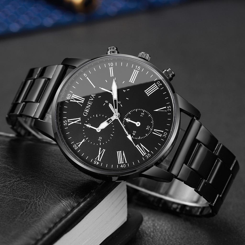 2 Stück/Set Herren Business Uhren Mode Arabisches Römisches Zifferblatt Herren Quarz Uhr Schwarze Uhr Reloj Hombre