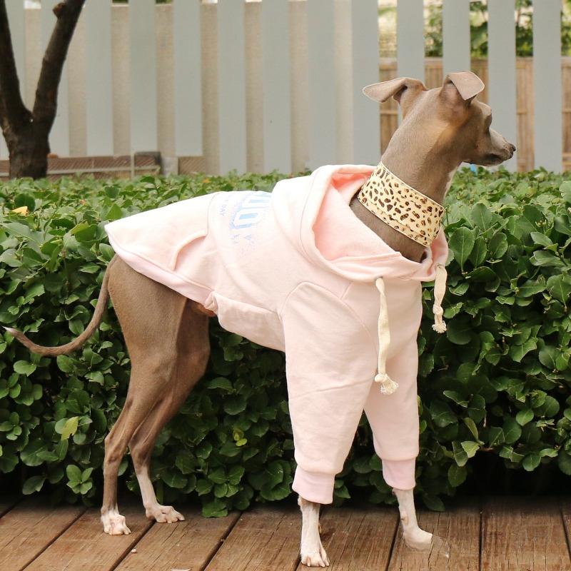 

Dog Clothes Autumn and Winter Italian Greyhound Whipbit Hoodie Thin Dog Bellington Dog Coats Sporty Style Thin Hoodie Pet Coats S рожевий
