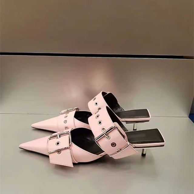 New Stiletto Sandals Women Pointed Toe Low Heel Slipper Women Muller Shoes Lazy Shoes Ladies Sexy Sandalias De Las Mujeres