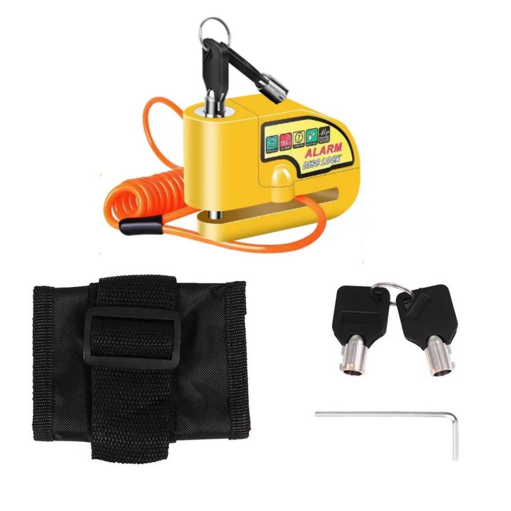 Motorcycle Alarm Disc Brake Lock, Anti-theft Safety Wheel Disc Lock Waterproof Alarm Cable Key for Motorcycle Bike