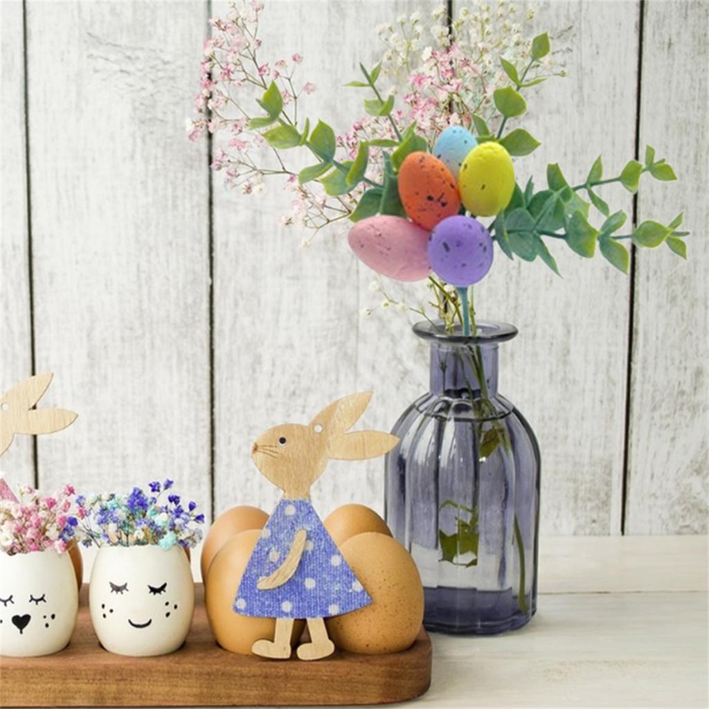 Easter Egg Picks Set with Artificial Pastel Eggs and Green Leaf Branches for Home Decor and Spring Celebrations