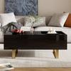 Height-Adjustable Coffee Table, Storage Made of MDF with High-Gloss Surface, with Drawer and Iron Legs, Modern Living Room Table