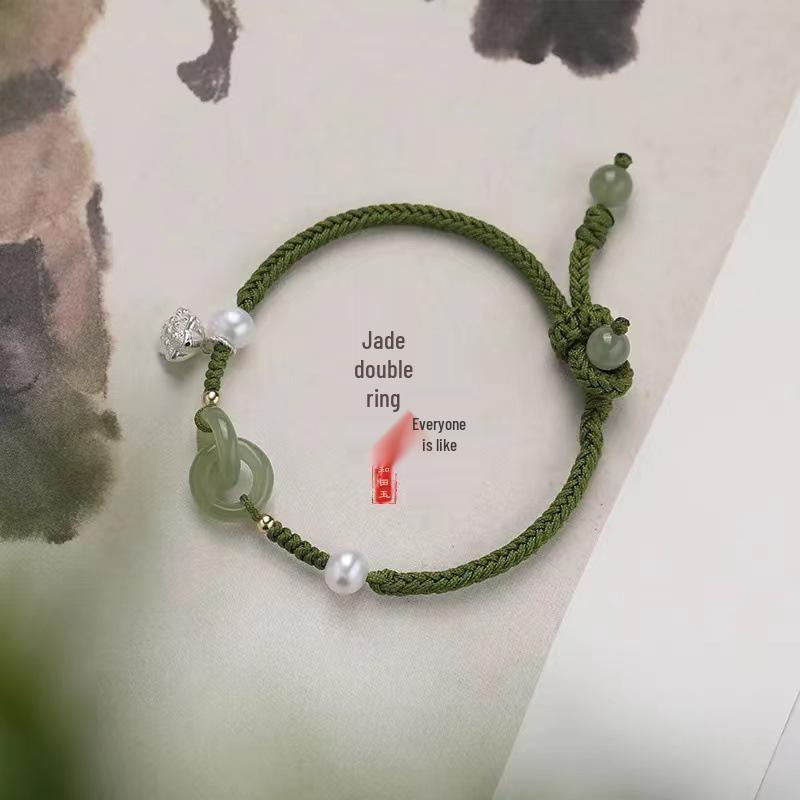 Forest Style Ping an Kou Woven Bracelet: Ethereal Chinese Charm for Women - Perfect for Students & Best Friend Gifts
