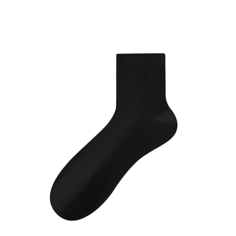 Mulberry Silk Men's Short Socks, Summer Thin Mesh Breathable Sports Anti-odor Sweat-absorbing Black Business Mid-calf Socks