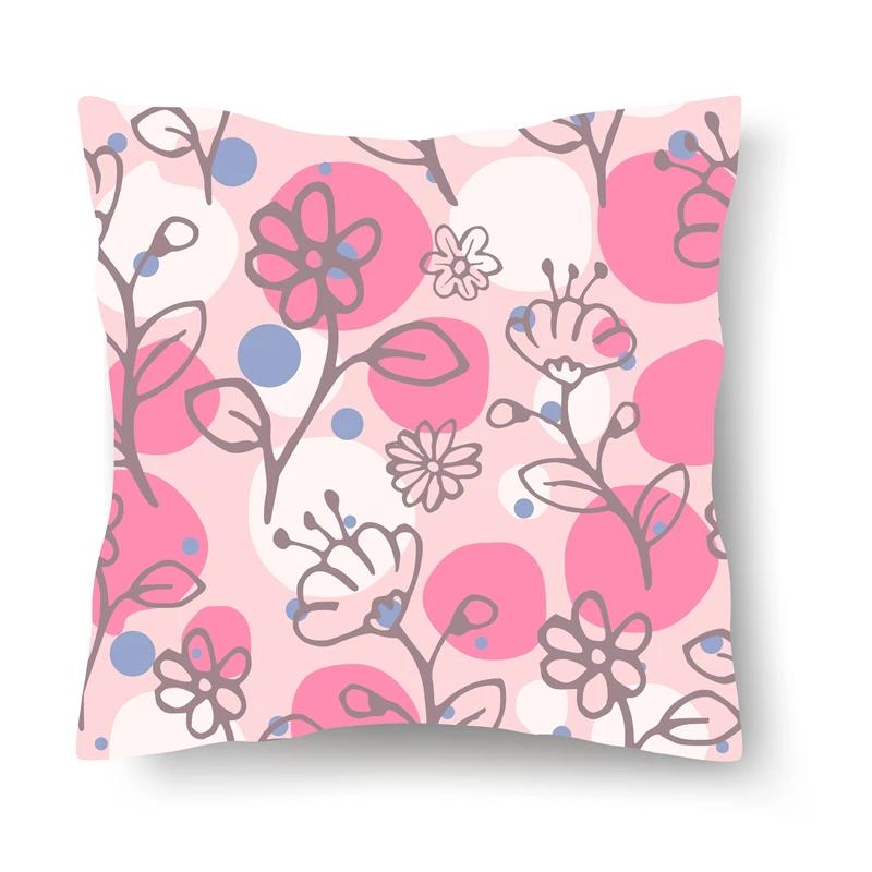 Nordic Floral Print Pillowcase 45x45CM Sofa Office Seat Car Cushion Cover Creative Ornament Bedroom Room Home Decoration
