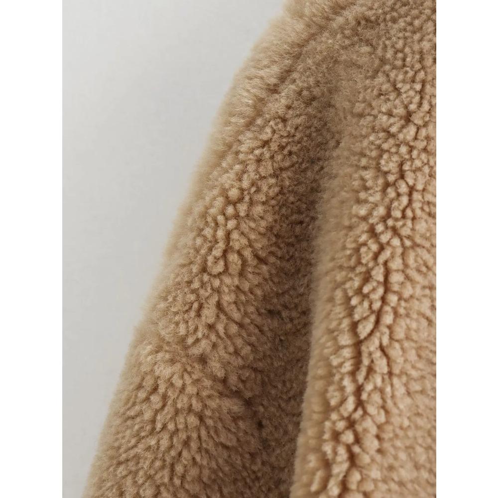 Giubbotti bomber in pile per donna autunno inverno caldo in lana peluche cappotti con collo alto manica lunga con tasche nuovi capispalla