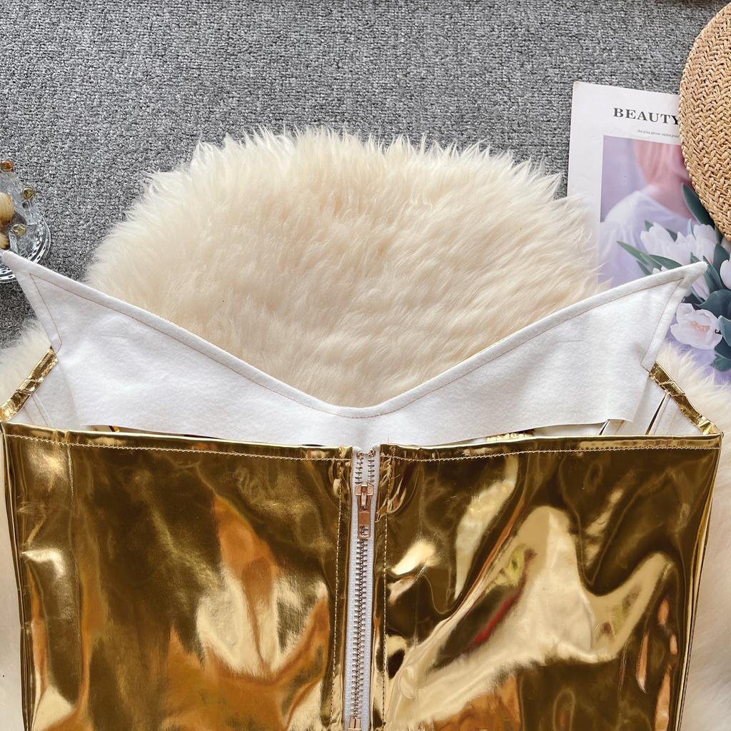 Hotsweet Tank Top for Women Cropped Strapless Irregular Sleeveless Outwear Bustier Bling Ins Solid Camisole Autumn Dropship