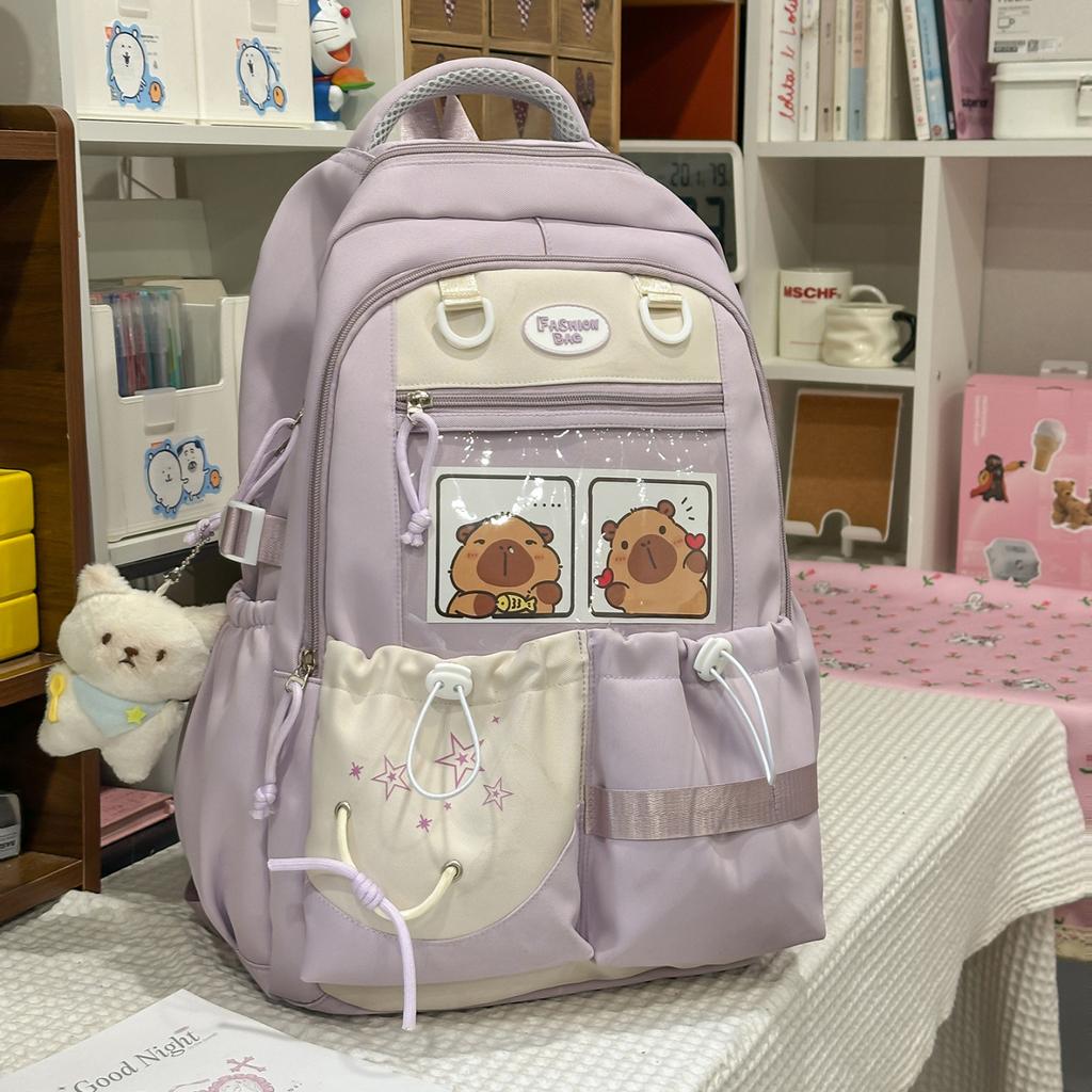 Schoolbag Contrasting Color Junior High School Student Large Capacity Schoolbag Female College Style High School Student Small Fresh Backpack Cute