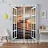 3D Printed Curtains With High Quality Black Silk Blackout Heat Insulation Curtains For Bedroom, Study And Living Room 2PCS