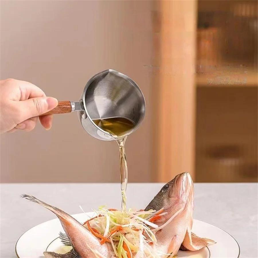 

Нержавеющая сталь горячее масло кипящее масло наливной масляный горшок, для жарки во фритюре наливной масляный горшок, кастрюля с плоским дном, маленькая кастрюля, кастрюля для горячего молока