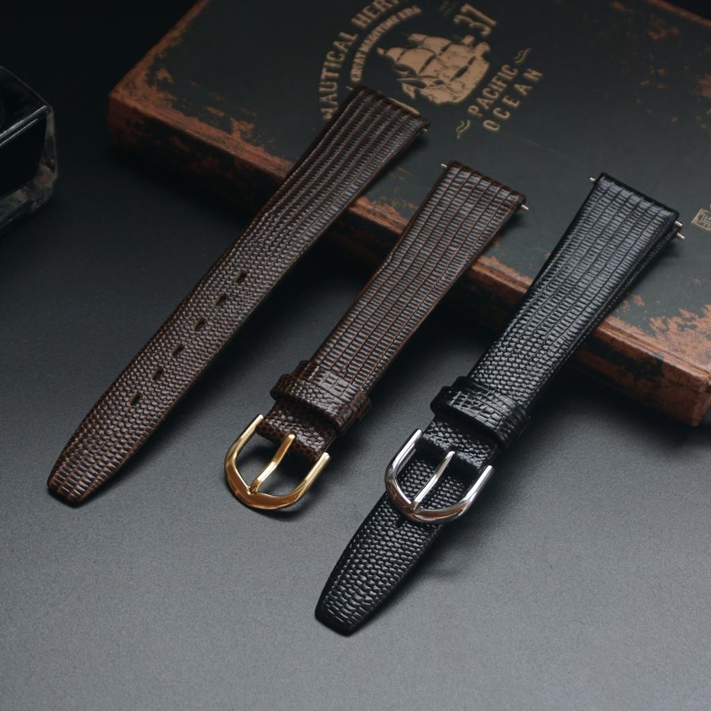 12mm 14mm 16mm 17mm 18mm 19mm 20mm 21mm Vintage Watch Strap Lizard Embossed Calf Genuine Leather Thin and Soft Watch Band