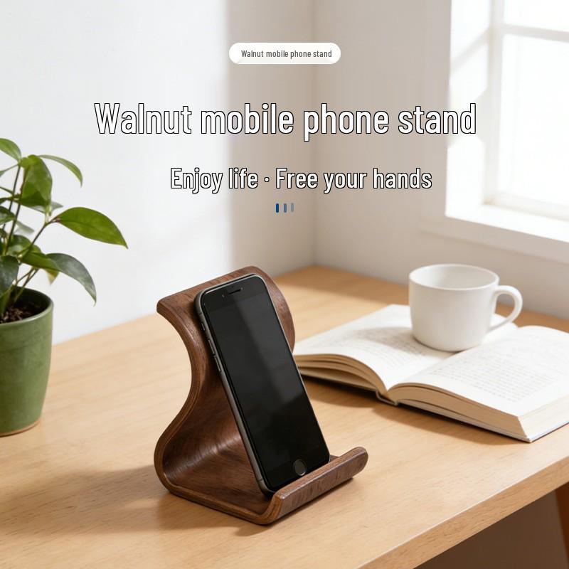 Portable Wooden Phone Stand for Desk - Lazy Bracket for Watching Videos