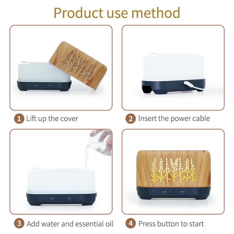 USB Simulationsflammen-Nachtlicht mit 200 ml Wassertank Luftbefeuchter Aroma-Diffusor für Zuhause Büro Schlafzimmer Atmosphäre Schreibtischlampe