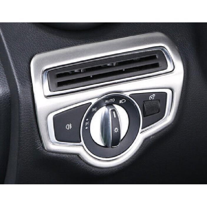 2016- Silver Steel Headlight Switch Control Frame Fit For Benz GLC X253 Trim