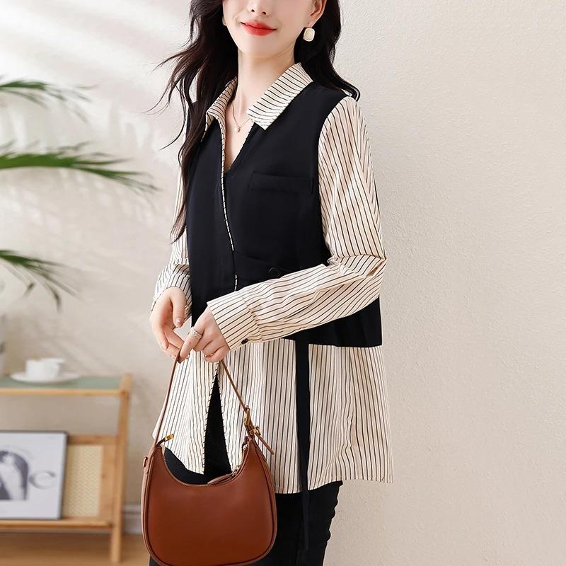 Übergröße Shirt Damen Langarm Frühling und Herbst Neues Nischen Design Top