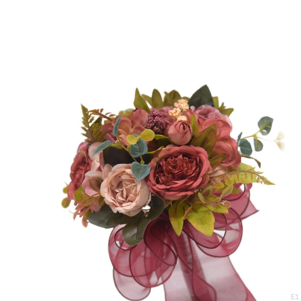 Bride Bridesmaid Wedding Bouquet,Artificial Flowers Elegant Artificial Romantic Throw