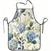 1pc Hydrangea Blue Floral Apron with Adjustable Waistband - Suitable for Cooking, Gardening, Picking, Christmas & Halloween - Durable Polyester Apron 
