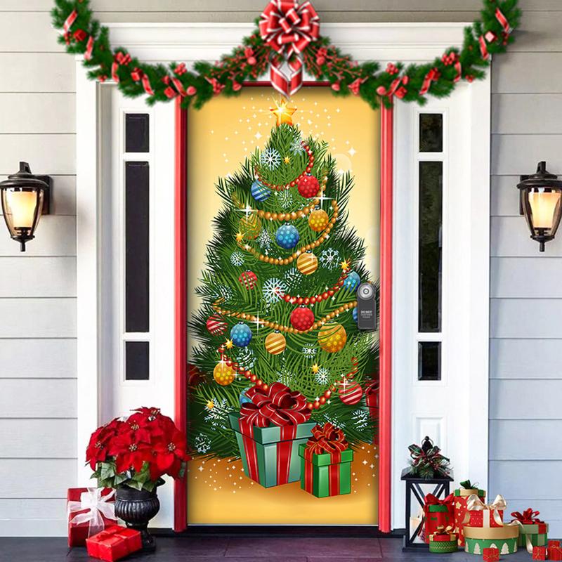1PC Background Cloth Atmosphere Polyester Party Supplies Christmas Door Hanging Christmas Decorations Blanket