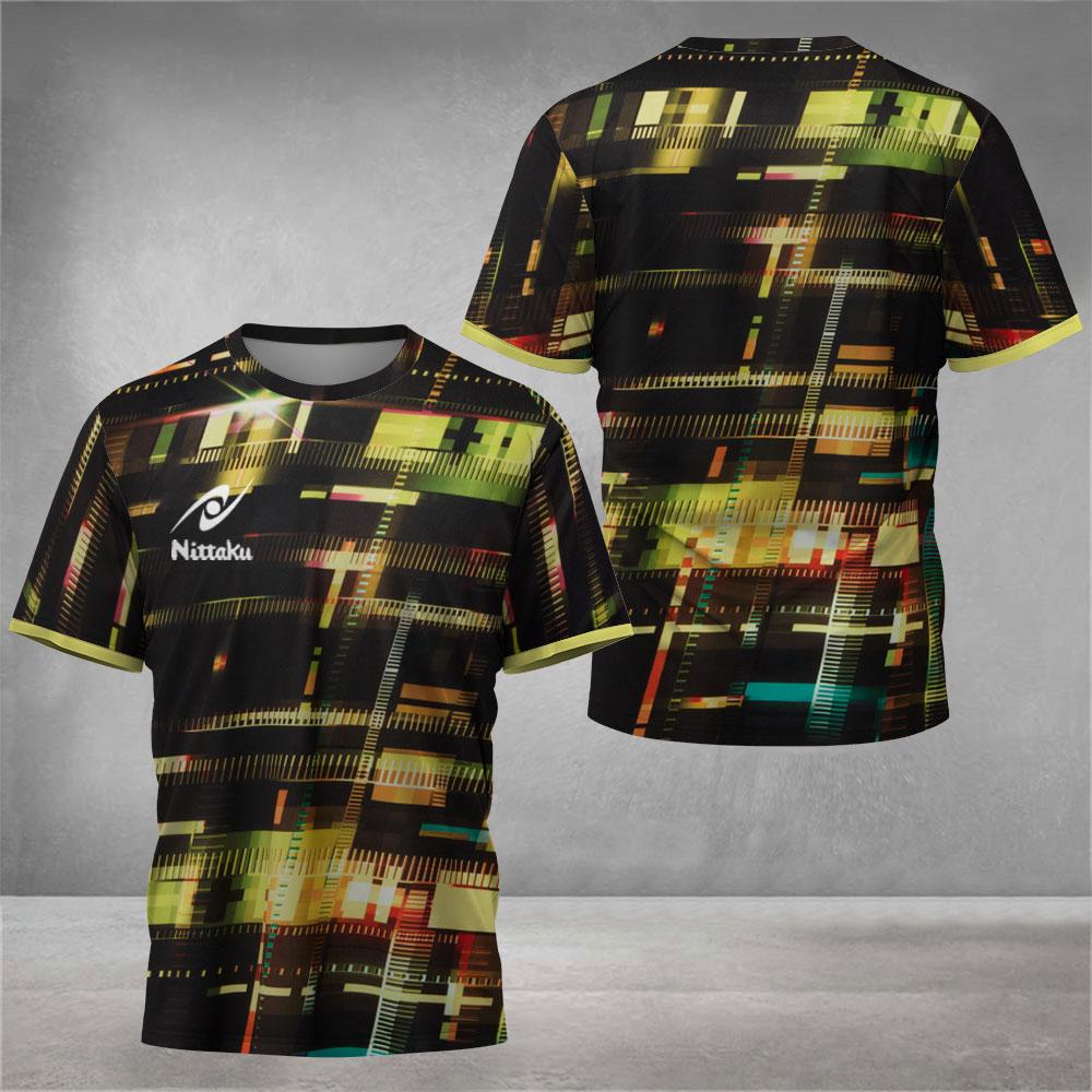 Men's Table Tennis T-shirt with Digital Handsome Print, Men's Summer Sports Table Tennis T-shirt, Training Quick Drying T-shirt,