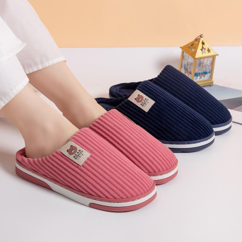 Winter cotton slippers indoor thickened plush non-slip warm home couple household cotton slippers