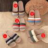 Aphixta Women Slippers Men Flax Indoor Slids Flat Heel Summer Bedroom Slippers Gingham Flax Home Female Male Shoes W