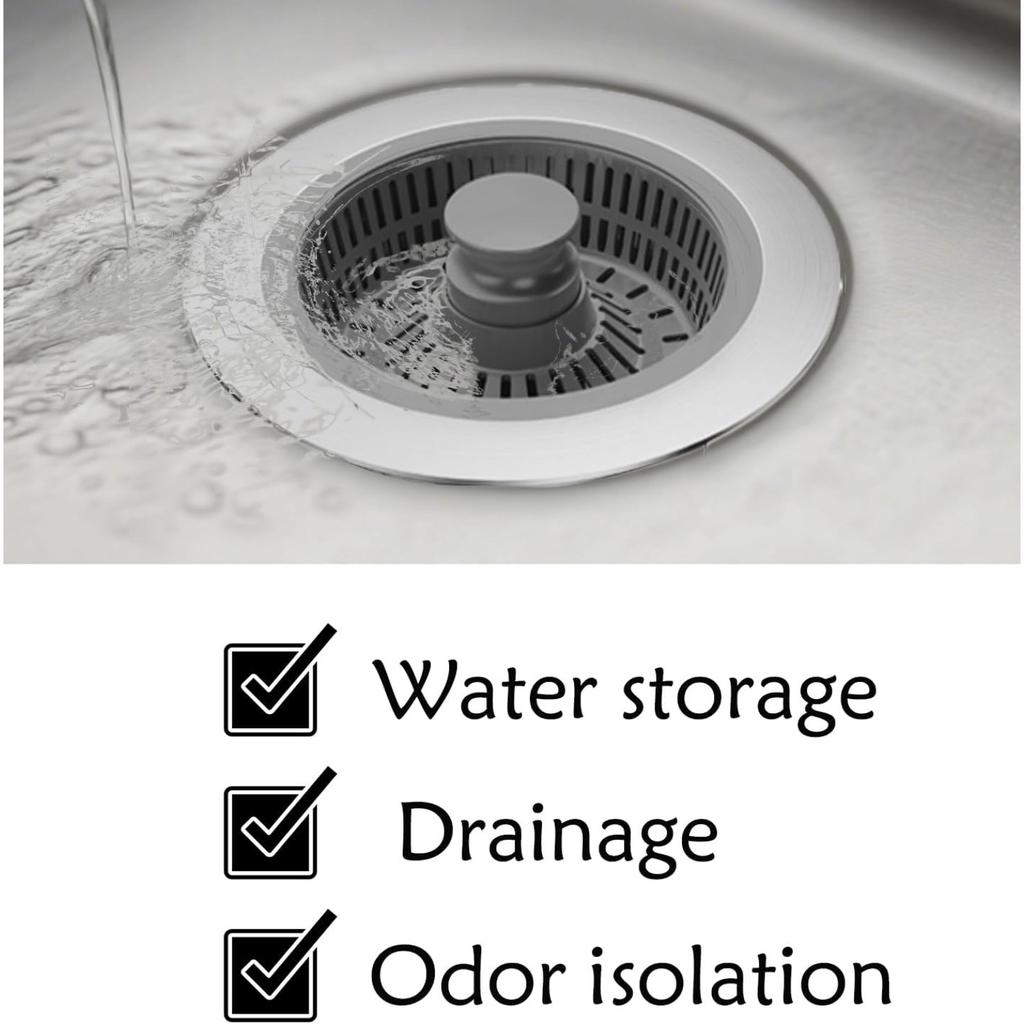Pack of 2 Kitchen Sink Plugs, Universal Drain Strainer, Kitchen Sink, Faucet Stopper, Pop-Up Floor Drain Filter Made of Stainless Steel for Sink Bore