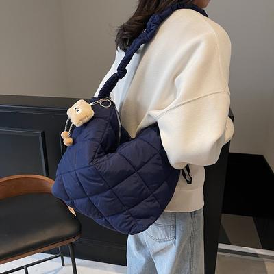 Ruit donskatoen kledingtas dames 2025 nieuwe grote capaciteit schouder onderarmtas winter messenger tote tas