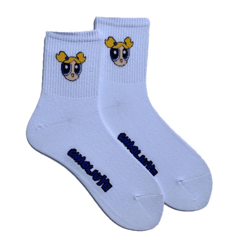 5 Pairs of Socks Men and Women Mid-calf Cute Tide Hip Hop Skateboarding Sports Cartoon Short Cotton Socks