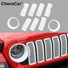 For Jeep Wrangler JL 24+ 9Pc Front Mesh Grille Grill Ert Headlight Trim Cover