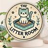 Cartello Metallico Rotondo Gatto Vintage, Decorazione Stanza Lettiera con Stelle Floreali, Lamiera Durevole per Parete