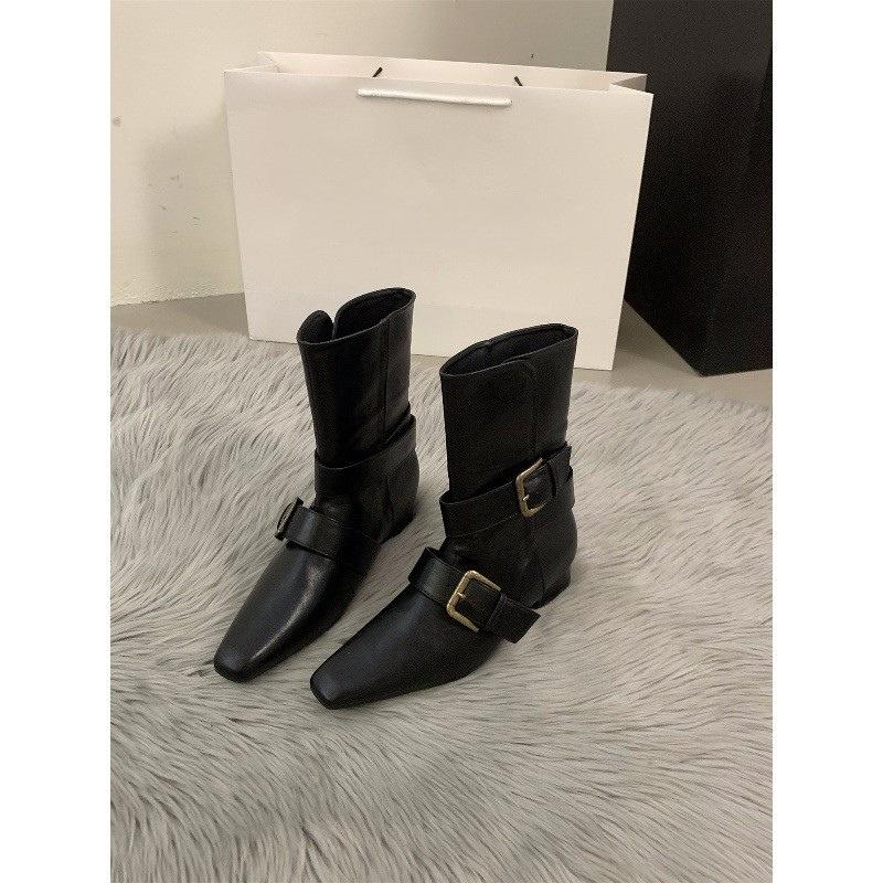 Coarse Heel Suede Brown Maillard Boots Women's Boots Season Skinny Matching Skirt Medium Boots Martin Boots