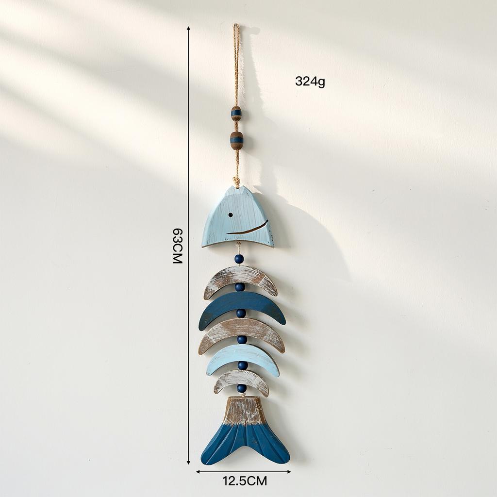 Mediterranean Retro Wooden Fish Skewers Hanging in The Ocean Fengxiang Villagers' Tavern Restaurant Wall Art Decorations