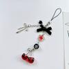 New Design 1 Piece Y2k Style  Cute Cherry Bowknot Beaded Mobile Phone Charms Keychains Lanyard Smartphone Strap Accessory